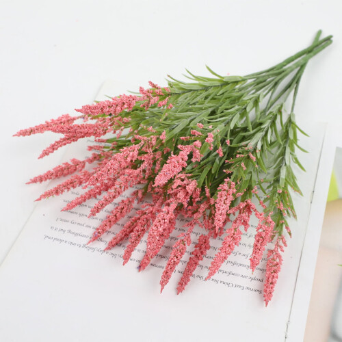 Hastes artificiais de lavanda de 35 cm (14 polegadas) com arame flexível, decoração floral realista para arranjos em vasos e festas.