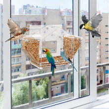 Transparenter Vogelfutterspender unter 5 ! Transparenter Hänge-Futterspender für Wildvögel, leicht zu befüllen, mit Abflusslöchern – für