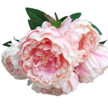 Bouquet di peonie artificiali – Fiori finti in seta con foglie verdi per decorazioni di matrimoni, Natale, Halloween, casa e feste.