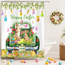 Duschvorhang mit Ostermotiven, wasserdichte Badezimmerdekoration mit festlichen Prints für Frühling und Ostern