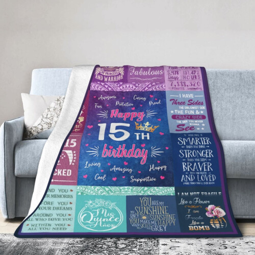 Manta de presente para aniversário de 15 anos, macia e felpuda, em lã, para sofá, cama e decoração de sala de estar (40*50 polegadas)