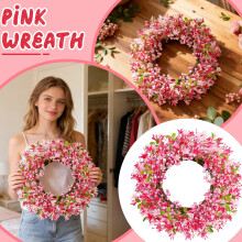 Ghirlanda floreale rosa da 56 cm con bacche per San Valentino – Decorazione per porta d'ingresso, matrimonio, anniversario, cena a lume di candela