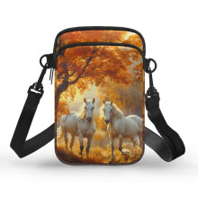 Design med efterårshestemønster 4,33 x 1,97 x 7,09 Rejse-crossbody-taske, herre, dame med stilfuld