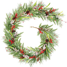 Ghirlanda artificiale di tralci di pino da 1,8 metri con bacche rosse e pigne – Decorazione natalizia/invernale per caminetto e centrotavola