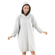 asdoklhq Damesbadjas Pluche Dames Verdikte Badjas met Capuchon Effen Kleur Lange Mouwen Fleece Geruit Droogabsorberende Badjas met Bandage Grijs One