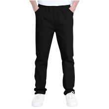 Pantalon cargo garçon, coupe décontractée, taille élastique, à enfiler, avec plusieurs poches, style écolier, noir, 6-7 ans
