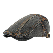 Béret rétro Four Seasons pour homme et femme, style britannique, coutures à huit caractères, denim délavé, casquette à visière, tendance.