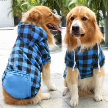 Dog Hoodies Clothes with Hat and Pocket Costume Windproof Apparel for Small Medium Large Dog Grid Style