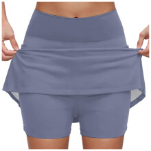 Gonna-pantalone da donna con tasche, vita alta, pantaloni sportivi, gonna con pantaloncini sotto, viola chiaro, XXL