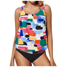 Zweiteiliger Blouson-Tankini-Badeanzug für Damen, dezenter Badeanzug, lockere Passform