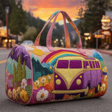 Bolsa de viagem hippie van acolchoada de 24 litros, bolsa de fim de semana floral vintage de 45,7 cm x 22,9 cm, bolsa de ginástica boho de grande