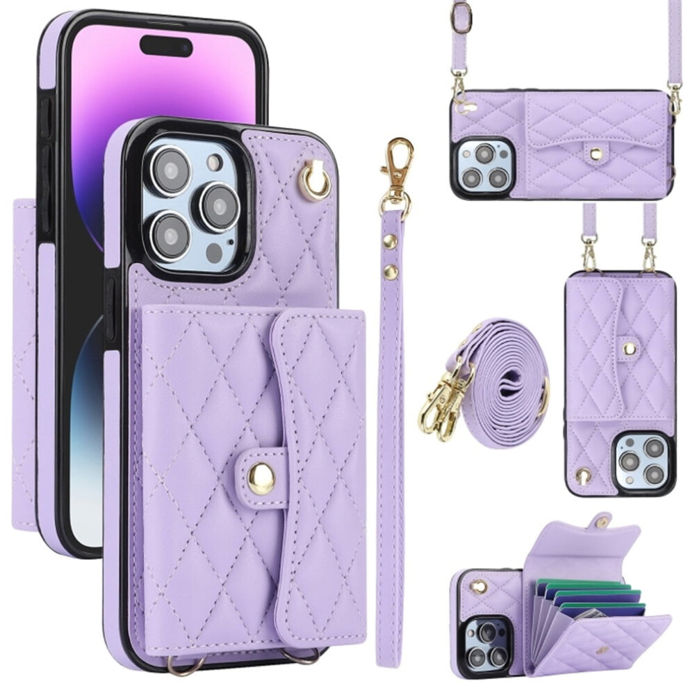 Rfid-Blocking Magnetic Flip Wallet Case For Iphone Purple 937196975761