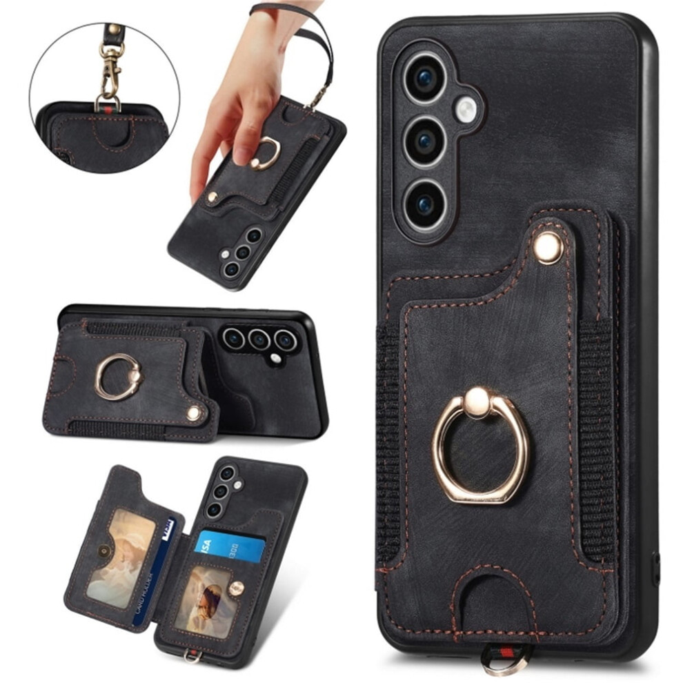 Compatible With Samsung Galaxy S24 Fe 5G Wallet Case Â Pu Leather Flip Folio, Rfid-Blocking Ring Holder, Kickstand, Wrist Strap, Magnetic Cover 9340959368419