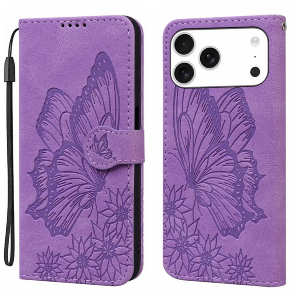 Pu Leather Flip Wallet Case With Magnetic Closure & Card Slots, Compatible With Iphone 17 Pro 6.3" Purple 9340959369515