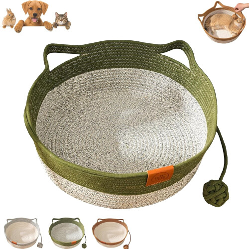 Cat Instinct Basket Hand-Woven Cotton Rope Bed with