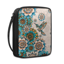 Boho Mandala Hummingbird Print Bible Cover for Women – Large, Lightweight Carrying Case with Handle, Christian Gift