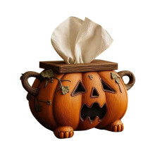 Boîte à mouchoirs citrouille d'Halloween, support en résine de 12 cm pour salle de bain, cuisine, salon, décoration effrayante pour la maison,