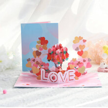 “Love Grows” Dimensional Greeting Card, Interactive Paper Art, Anniversary, Wedding & Expressing Feelings Gift E 1PC
