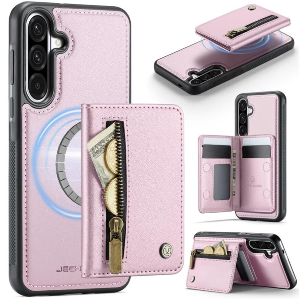 Compatible With Samsung Galaxy A56 5G Magsafe 2-In-1 Pu Leather Wallet Case With Rfid Blocking, Ring Holder, Kickstand & Wrist Strap Â Pink 9357860063012
