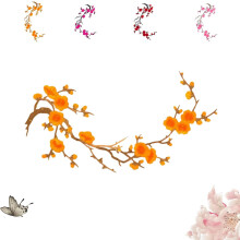 Cherry Blossom Iron-On Patch, Embroidered Flower Vine Applique for Jeans, Hats, Shirts, Bags – Compatible with All Iron-On Projects