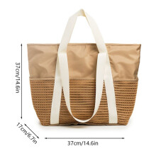 Waterdichte Strandtas met Ritssluiting, Zanddichte Strandtas voor Dames, Handbagage voor Zwemcruise, Zwart
