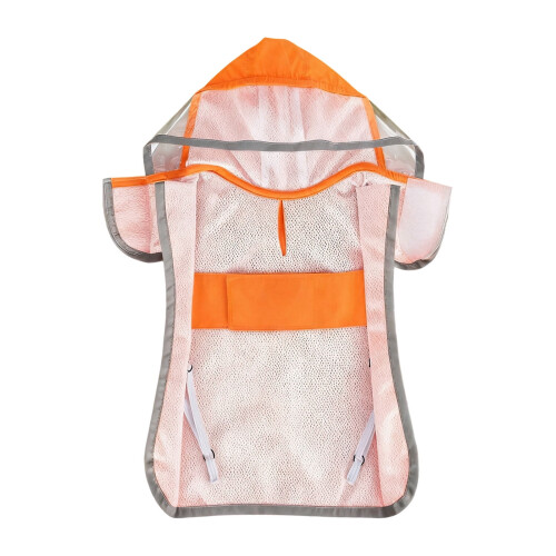 Dog Raincoat Transparent Hood Reflective Trim Adjustable