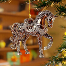 Purple Horse Ornament – Trail of Painted Ponies Christmas Tree & Car Decor, Colorful Lights, Collectible Sculpture