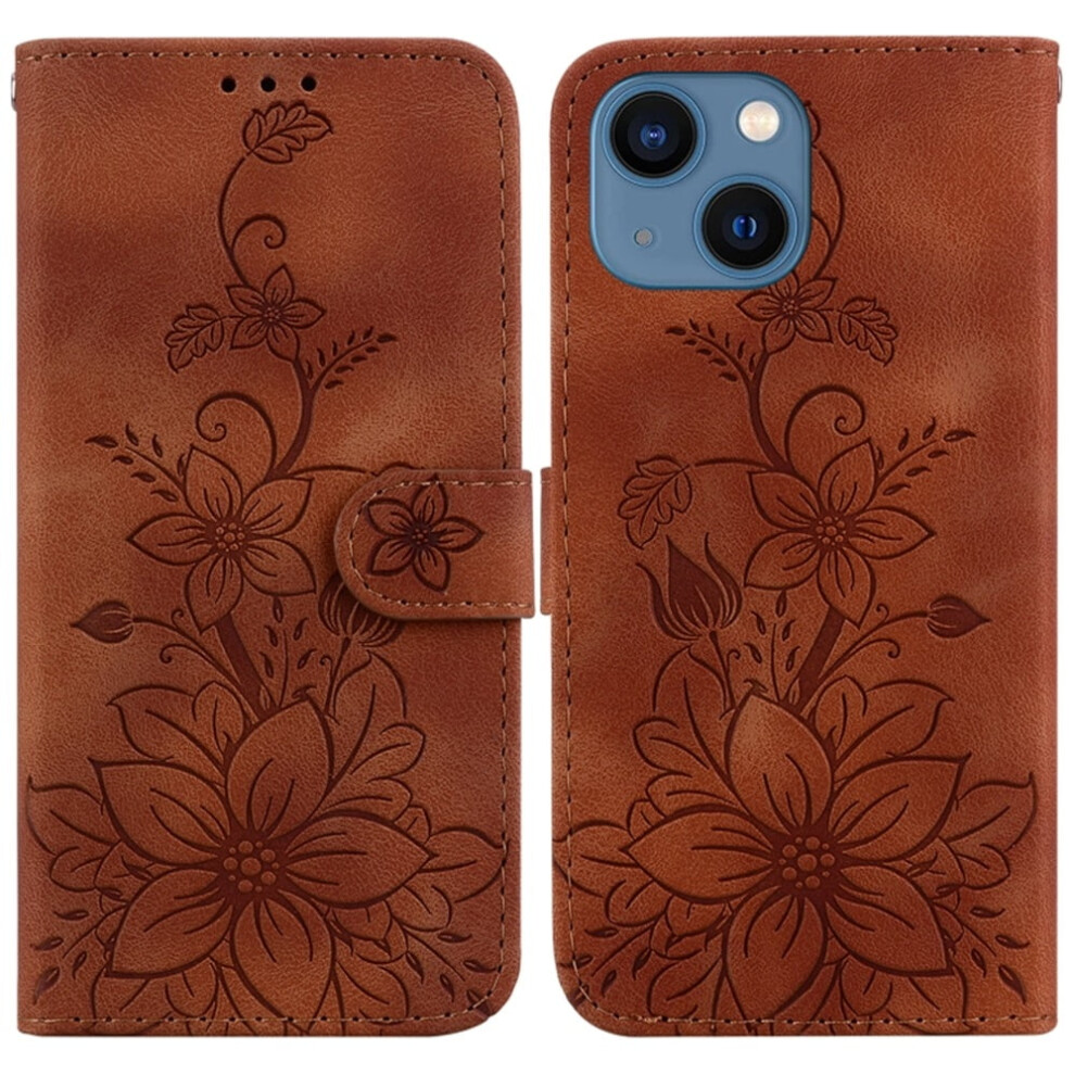 Pu Leather Flip Wallet Case With Strong Magnetic Closure & Card Slots, Compatible With Iphone 14 6.1" Brown 9180479351993