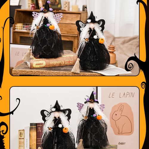 Halloween Witch Tree Topper with Hat and Broom 2