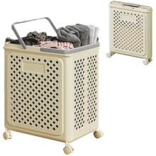 Raidley Collapsible Laundry Basket with Wheels, Foldable Portable Hamper for Home – Compatible with #B,M