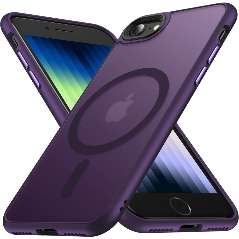 [No.1 Magnetic] Magsafe Case For Iphone Se 2020/2022/8 – Translucent Matte, Anti-Fingerprint, Military Shockproof, Slim Hard + Silicone, Purple 9180479353492
