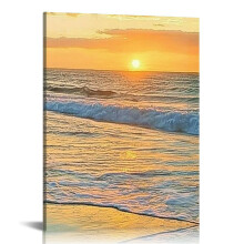 Ocean Canvas Wall Art 12x16 in – Beach Sunset Landscape Painting for Living Room & Bedroom, Coastal Decor