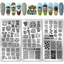 3pcs Highland Cow Nail Stamping Plates – Rustic Farm Animal Art, Compatible with All Nail Stampers
