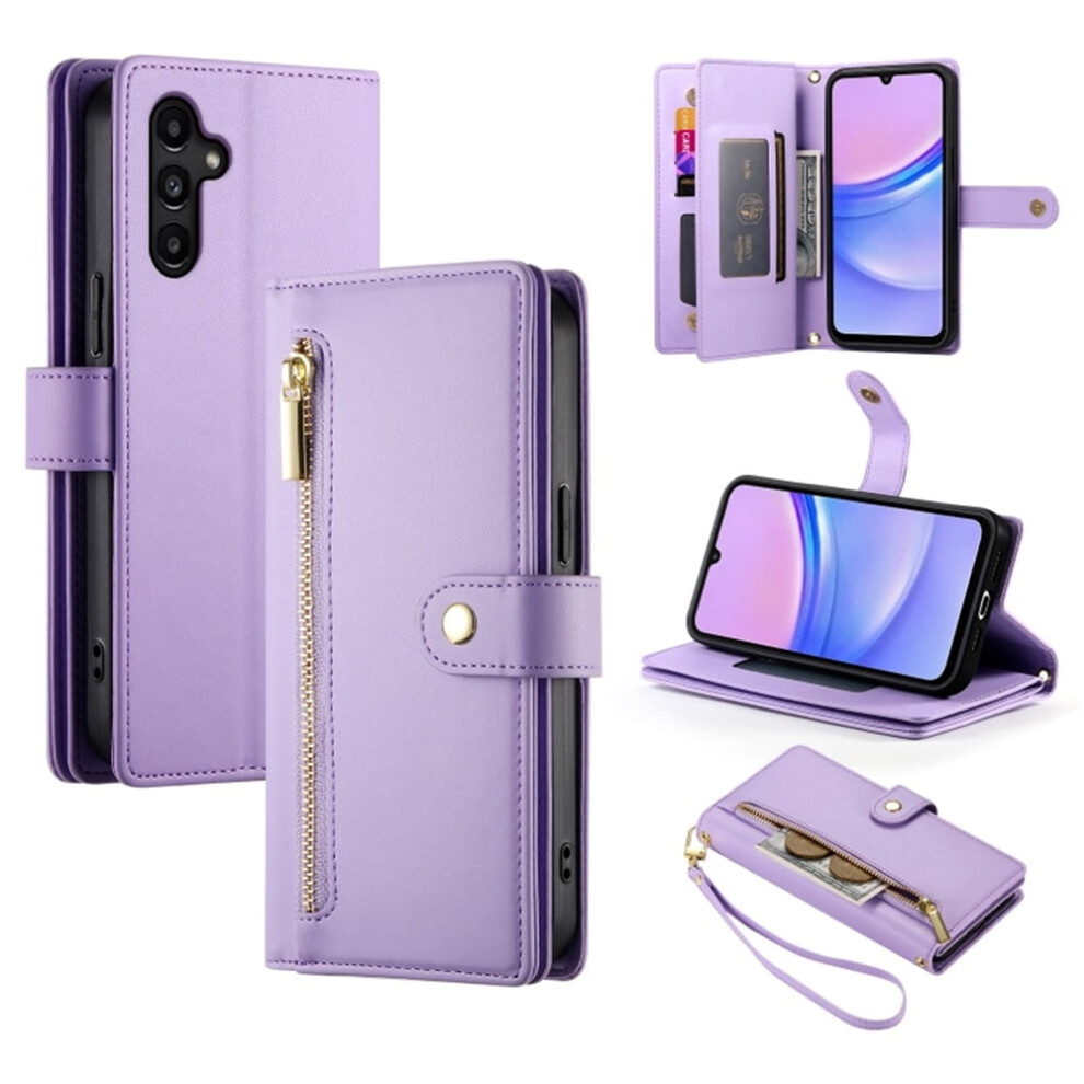 Leather Wallet Case For Samsung Galaxy A15 4G/5G 6.5 Purple 939152685615