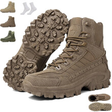 Men's Orthopedic Support Anti-Puncture Work Boots, Waterproof Anti-Sprain Hiking Boots, Lightweight Tactical Combat Shoes for Outdoor