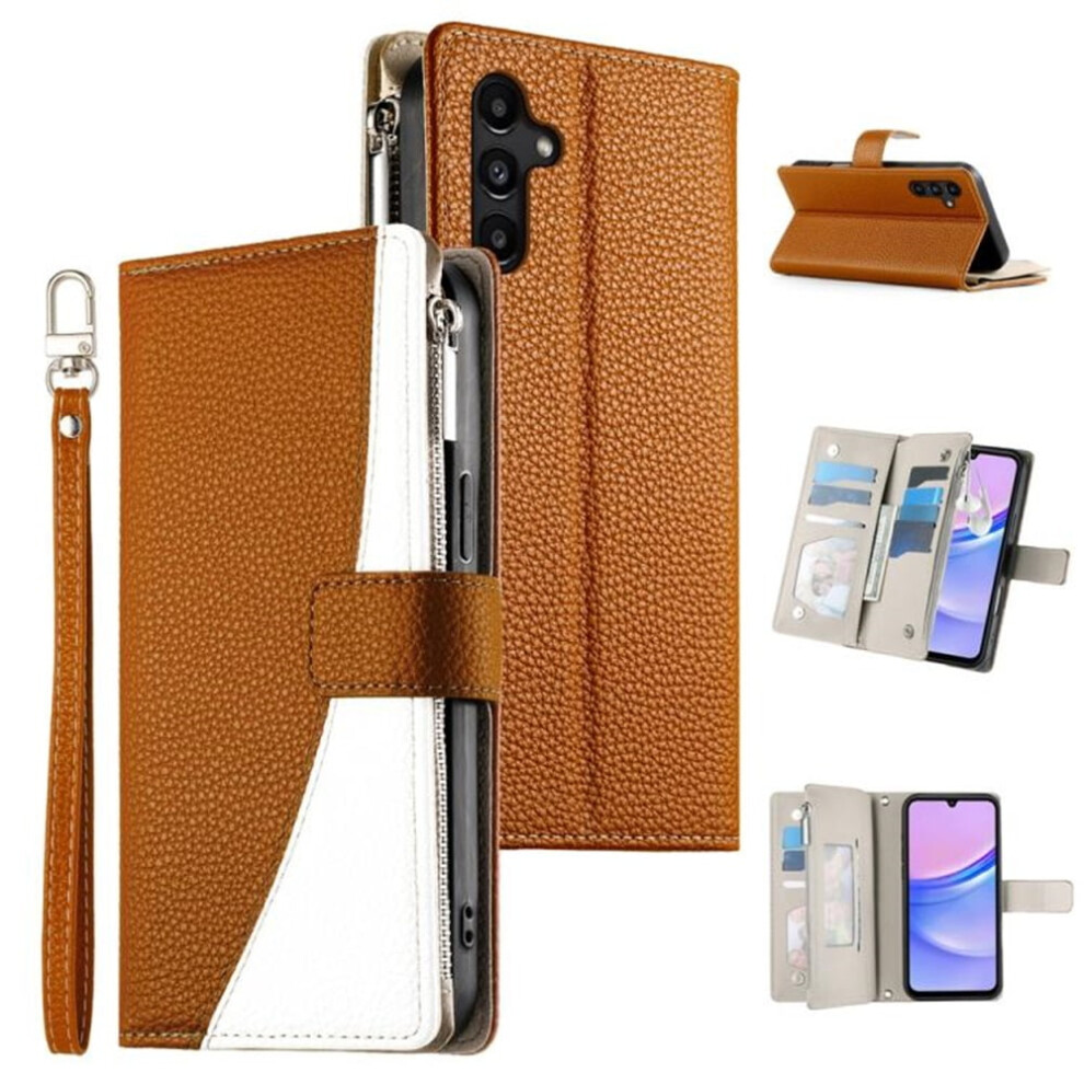 Pu Leather Flip Wallet Case For Samsung Galaxy A15 Brown 939152686643