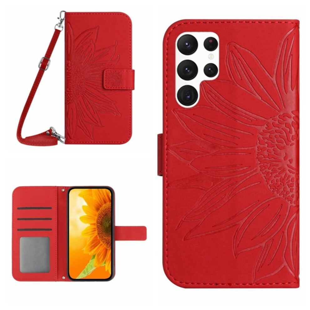 Pu Leather Flip Wallet Case With Magnetic Closure, Card Slots & Adjustable StrapâCompatible With Samsung Galaxy S26 Ultra 5G Red 9180479353881