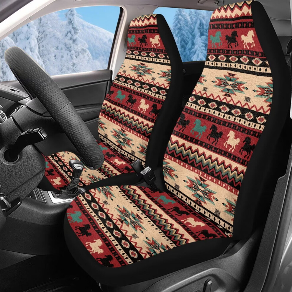 Car Seat Covers Set Front Seats Only Aztec Western Horse Coral 939152686421