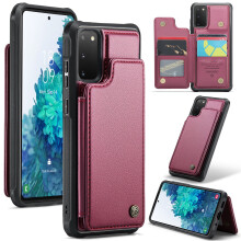 CaseMe Leather Wallet Case for compatible with Samsung Galaxy S20 FE – RFID Blocking, Magnetic Clasp, Kickstand, Shockproof