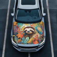 Cute Sloth Auto Hood Cover – Elastic Universal Fit, Easy Install, Compatible with Most Cars