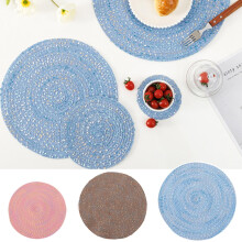 Nordic Style Placemat, Round Cotton Yarn Coaster, Washable [Non Slip] Table Mat for Dinner Parties, BBQs, Indoor and Ourdoor Use