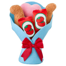 Highland Cow Plush Toy White Bouquet with Flowers