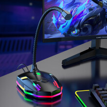 USB Computer Microphone with Mute Button, LED Light & HD Voice – Compatible with Desktop PC/Laptop