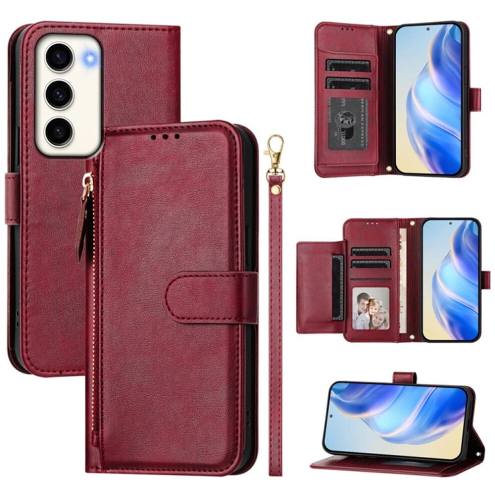 Leather Wallet Case For Samsung Galaxy S23 5G, 6.1", Multi-Card Slots & Zipper, Compatible With Galaxy S23 5G Purple 9180479775683