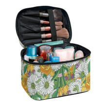 Cosmetic Bag Portable Hanging Organizer with Handle Floral