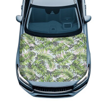 Leopard Palm Leaf Car Hood Cover 39.37x59.05 in Waterproof