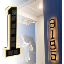 Solární LED čísla a písmena domů, černobílá, 9 palců