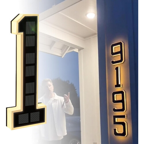 Solární LED čísla a písmena domů, černobílá, 9 palců