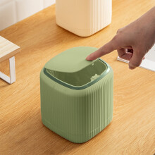 Compact Countertop Trash Can with Push-Button Lid, 13.5x13.5x14.5cm, Space-Saving for Bedroom, Office, Bathroom, Kitchen, Dorm