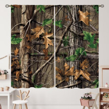 Camouflage Curtains 42x63 Inch, 2-Panel Set with Rod Pocket, Green Militarily Abstract Art for Living Room & Home Decor – Compatible with Standard